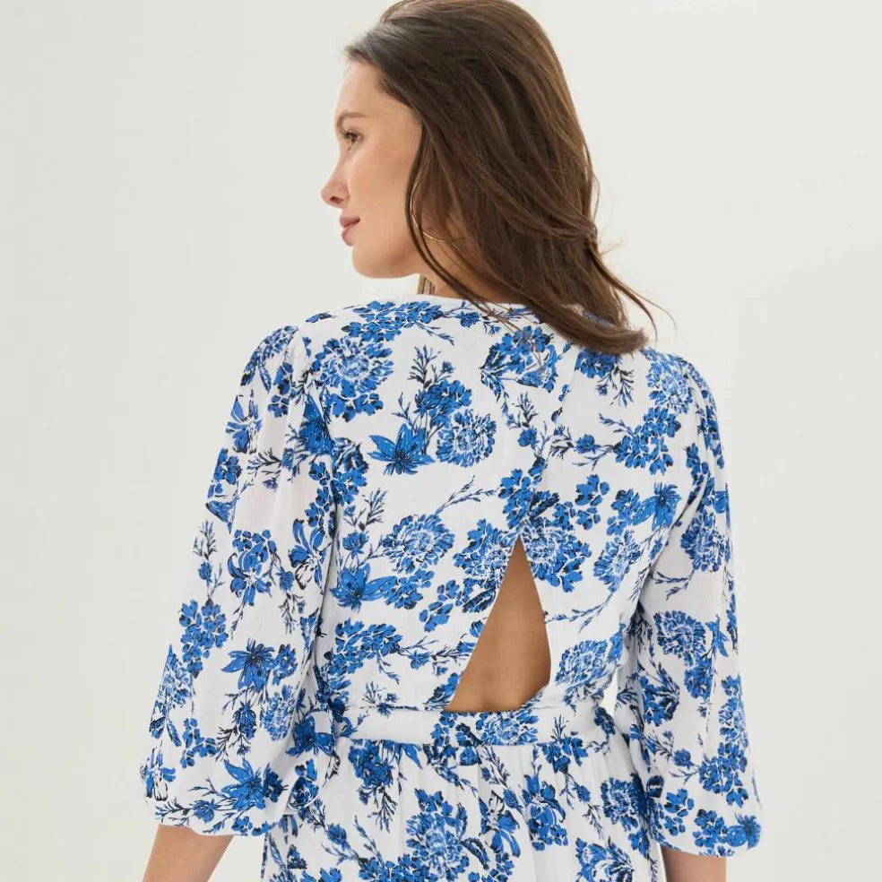 Robe longue imprimée, dos fantaisie