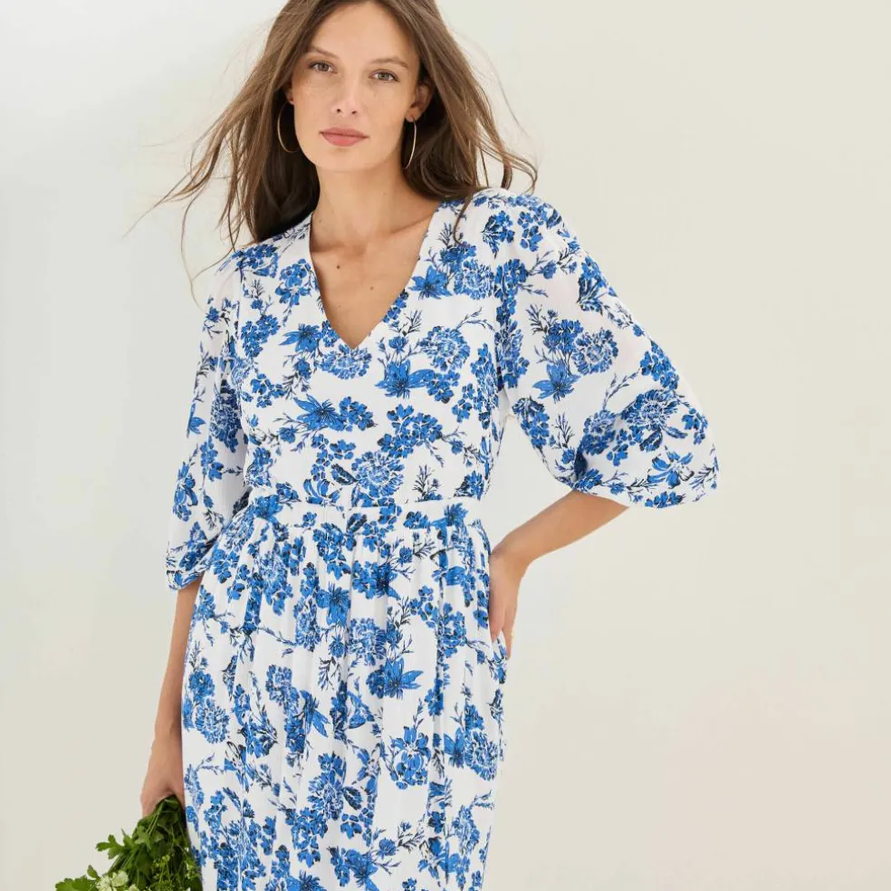 Robe longue imprimée, dos fantaisie