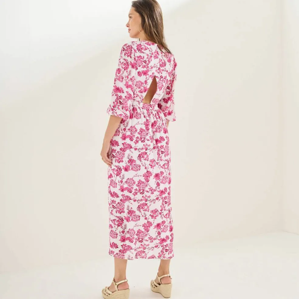 Robe longue imprimée, dos fantaisie