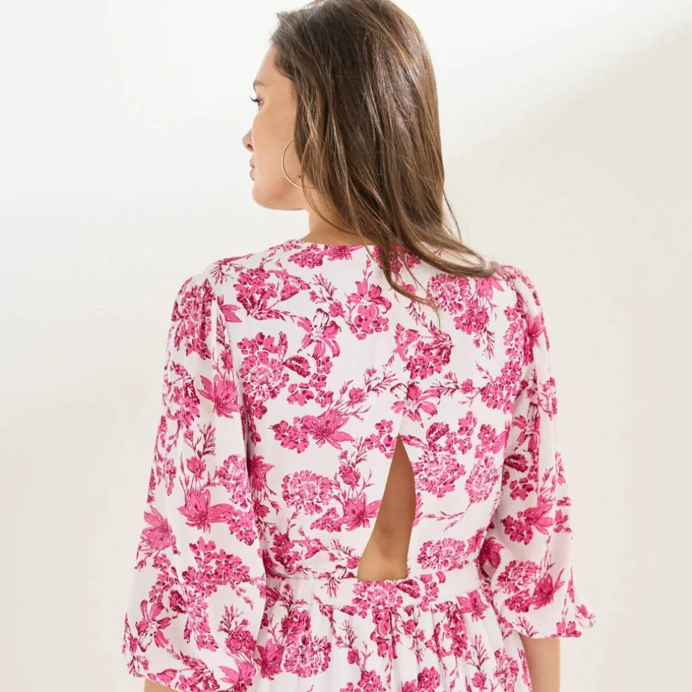 Robe longue imprimée, dos fantaisie