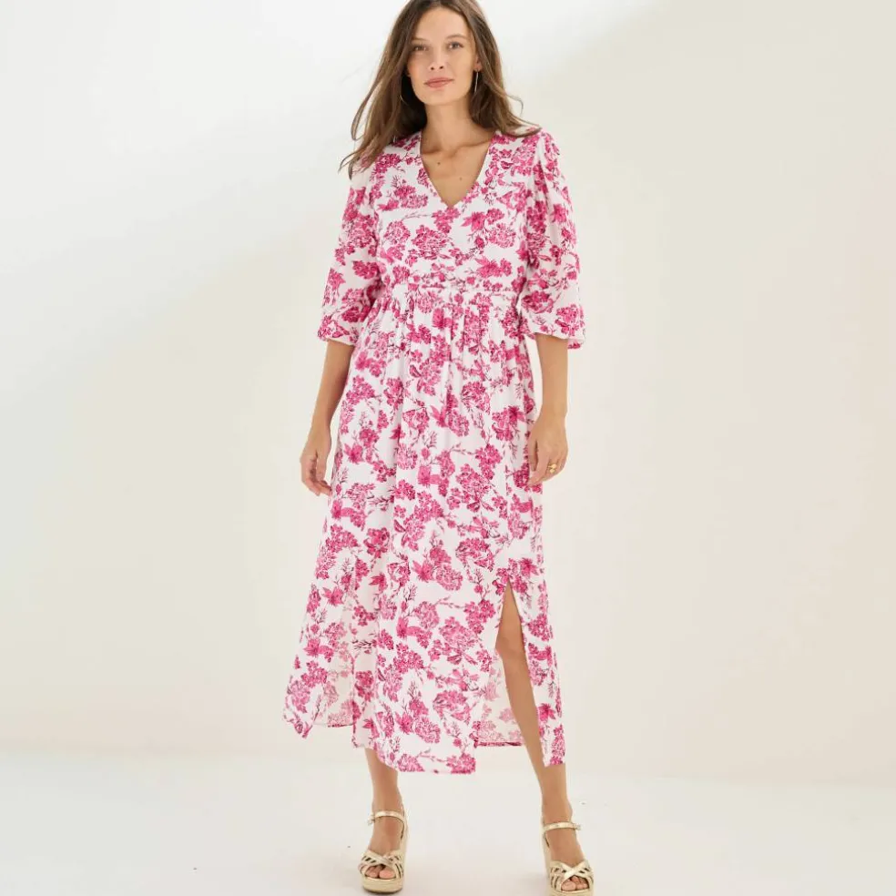 Robe longue imprimée, dos fantaisie