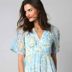 Robe longue imprimée en voile