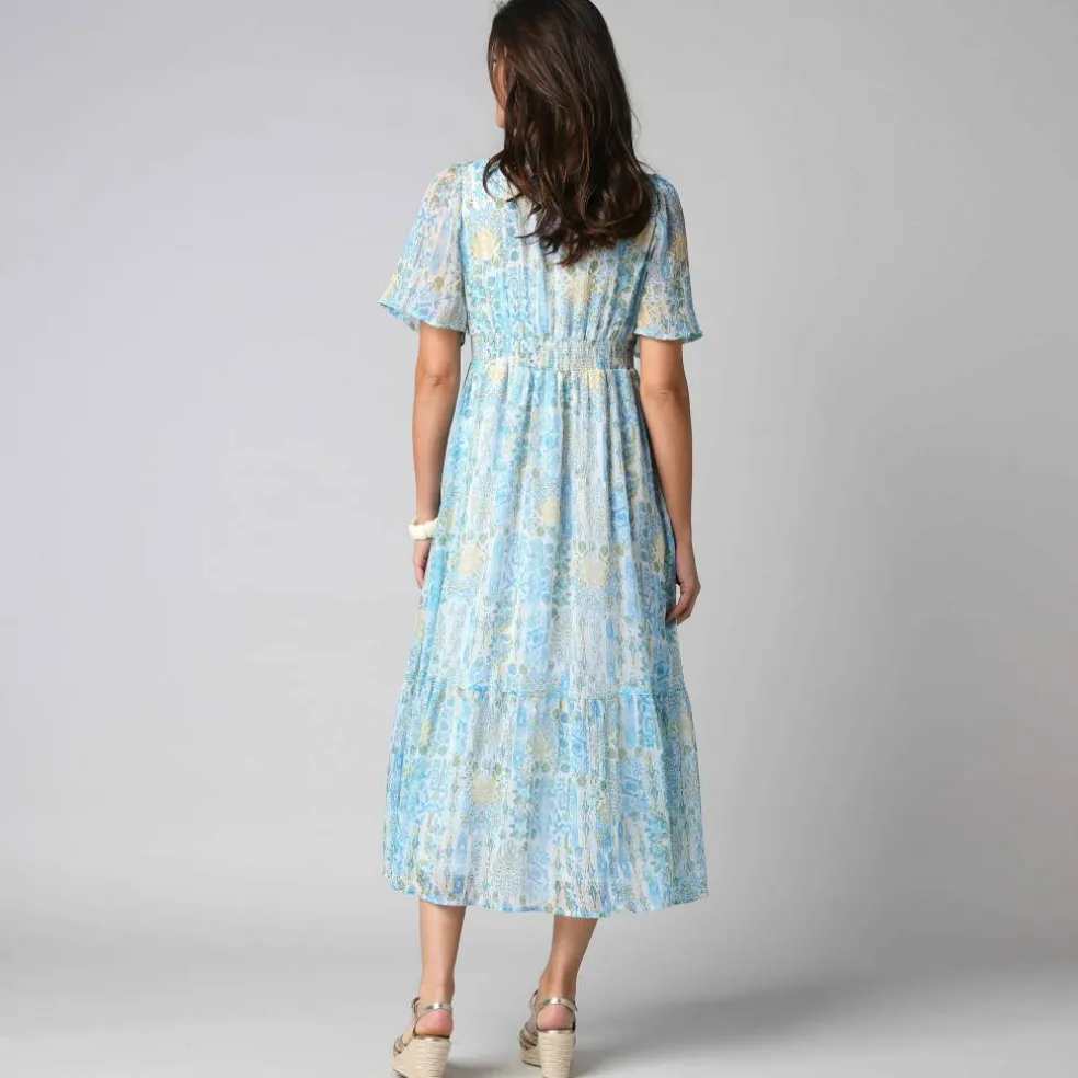 Robe longue imprimée en voile "chiffon"