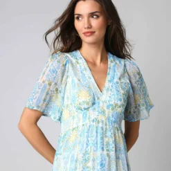Robe longue imprimée en voile