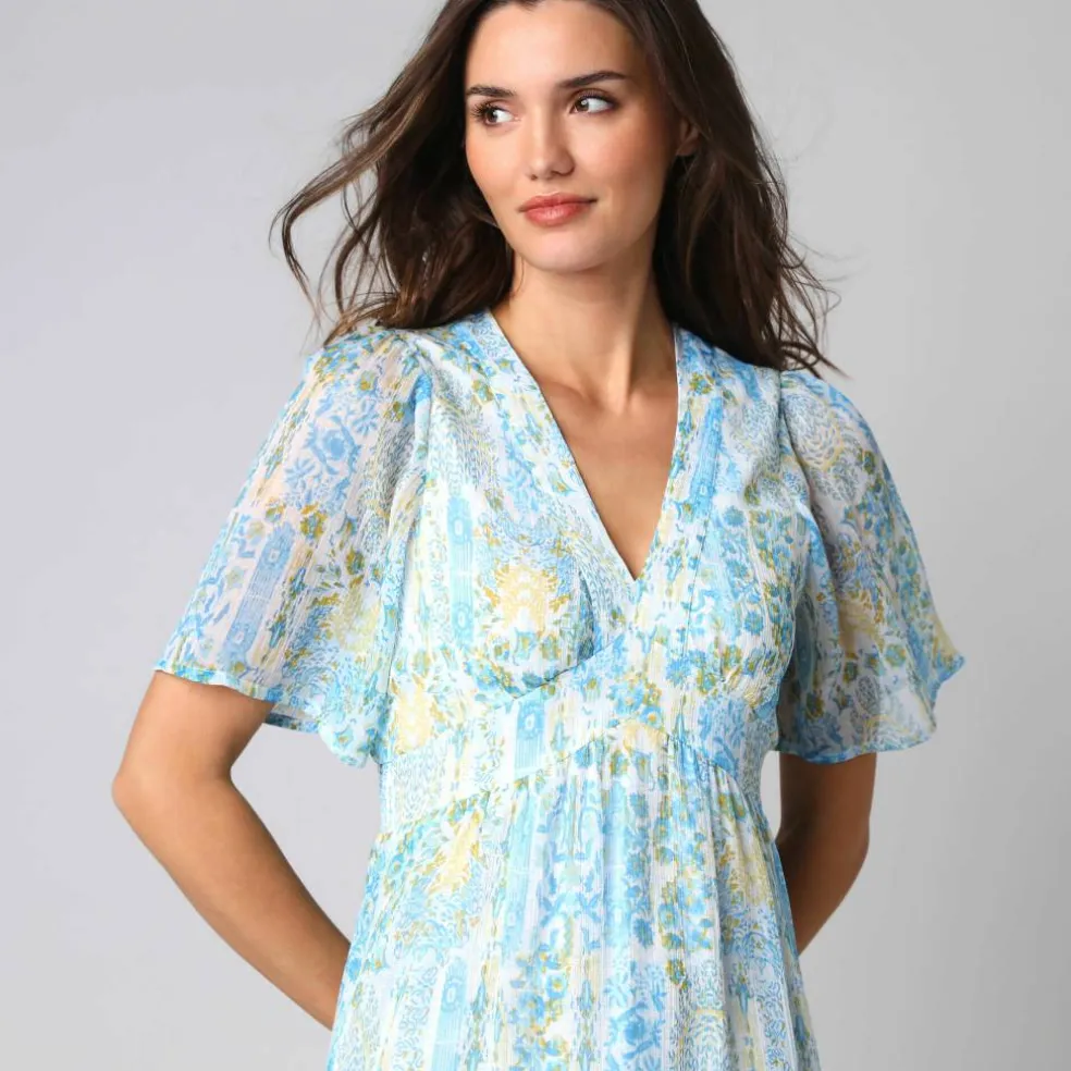 Robe longue imprimée en voile "chiffon"