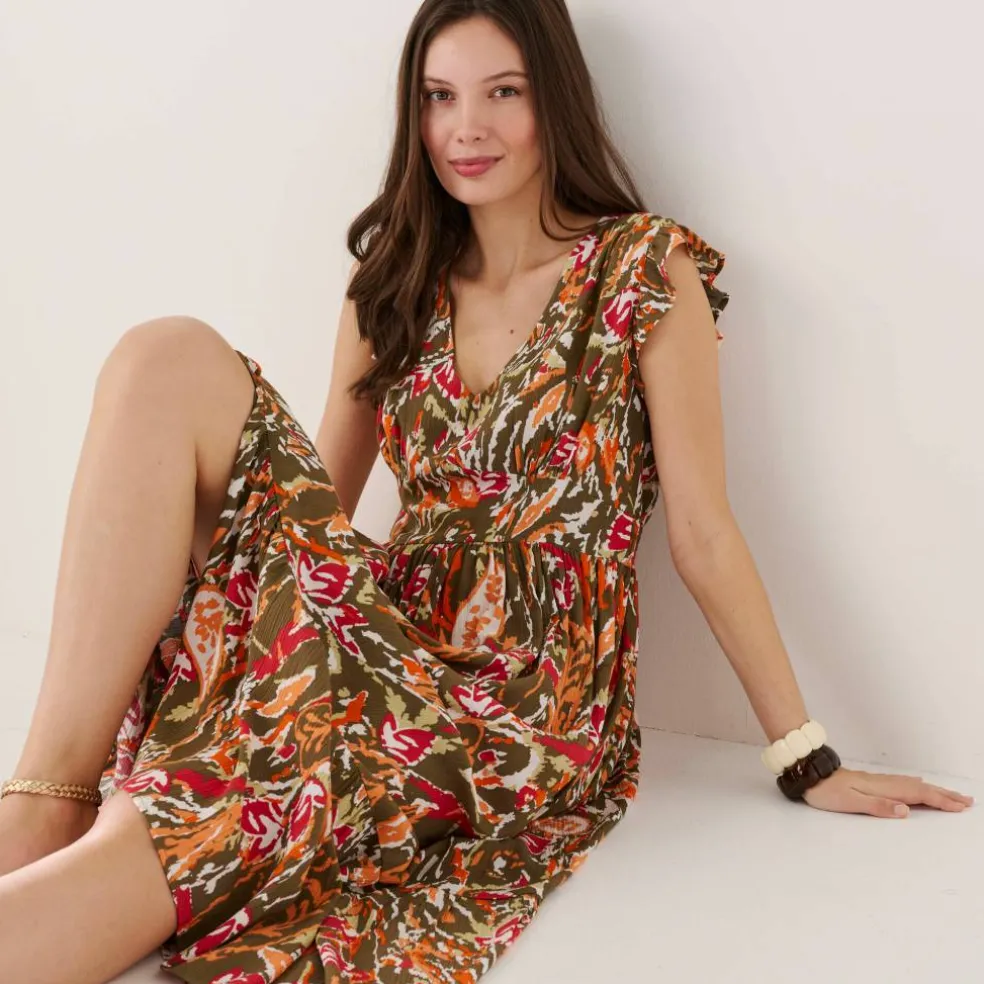 Robe longue imprimée sans manches