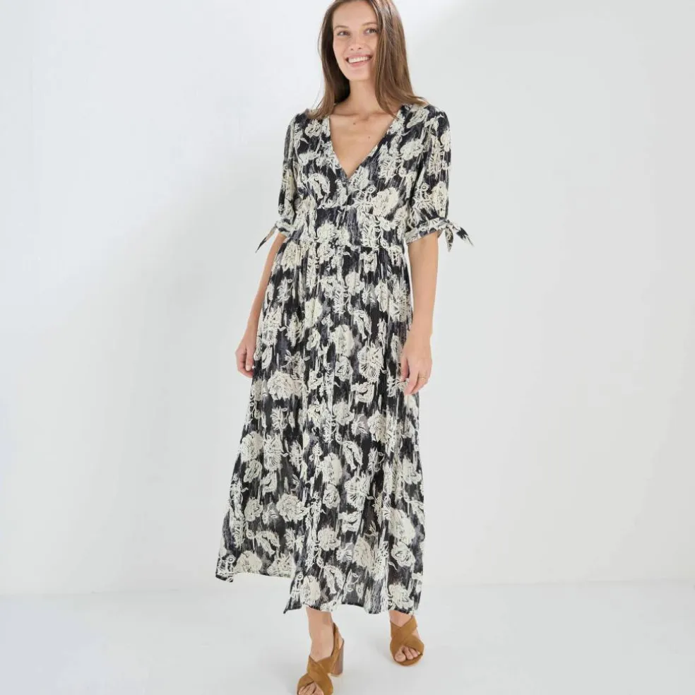 Robe longue imprimée, évasée