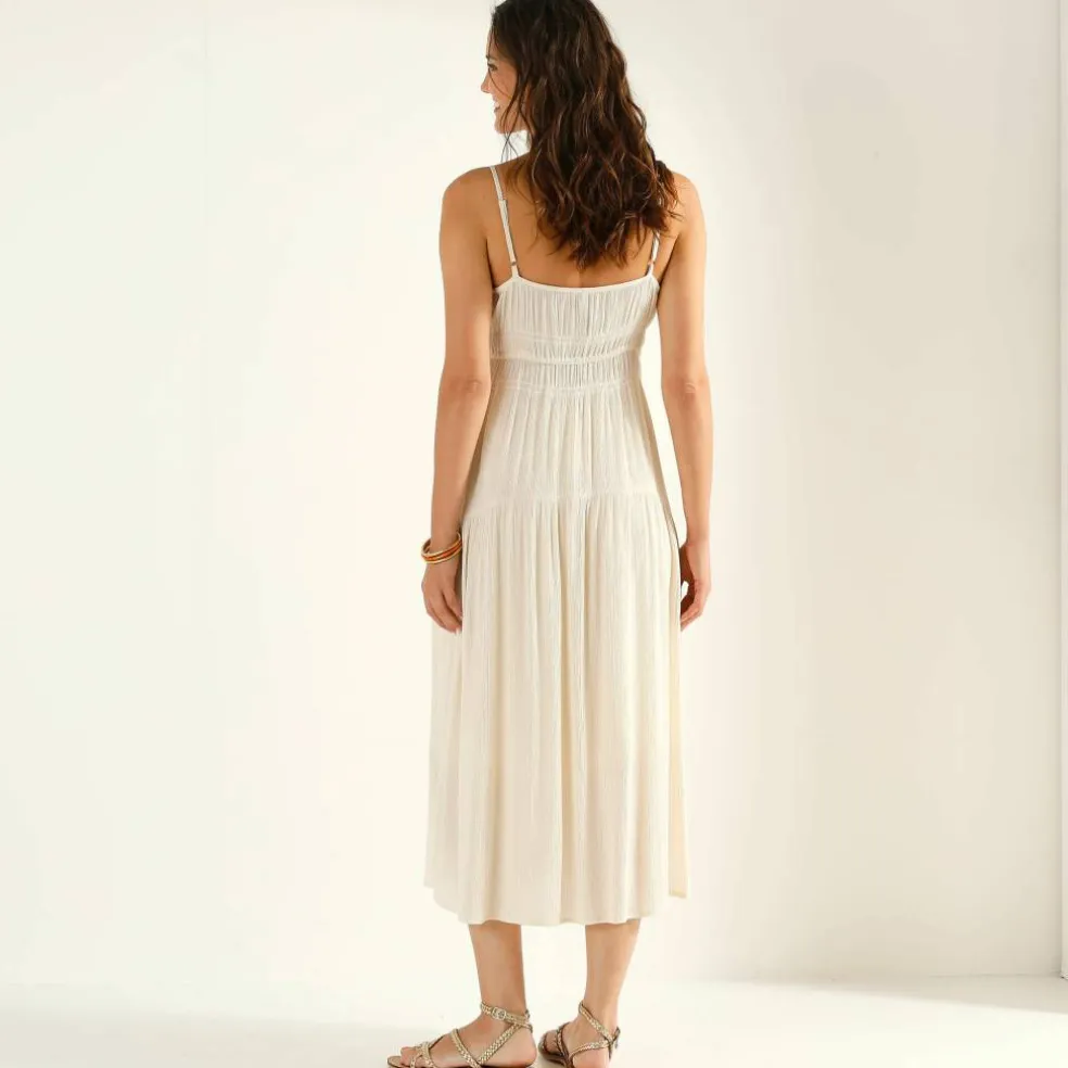 Robe longue unie, fines bretelles