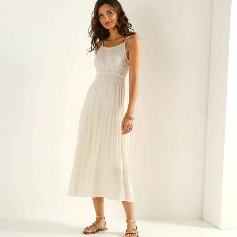 Robe longue unie, fines bretelles