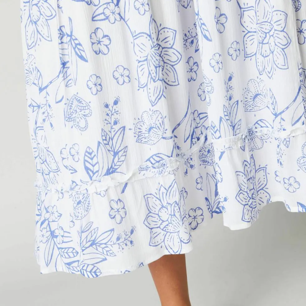 Robe longue volantée imprimée