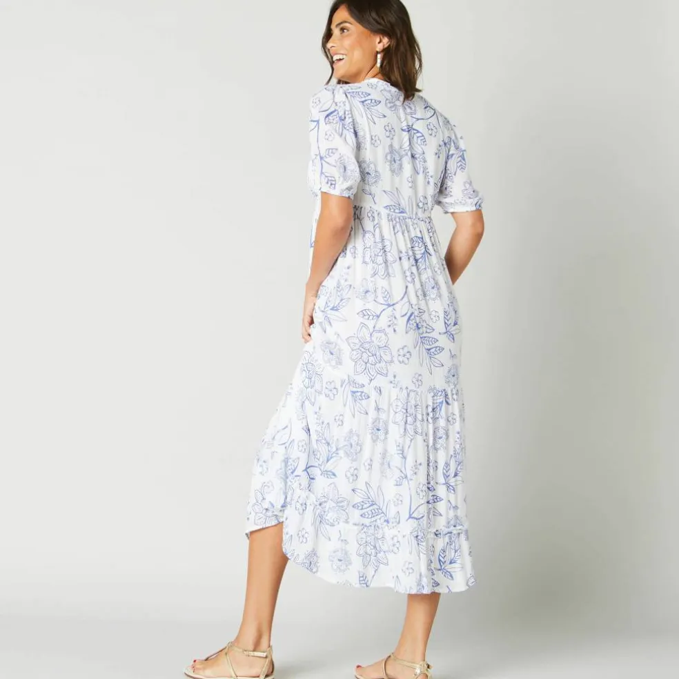 Robe longue volantée imprimée