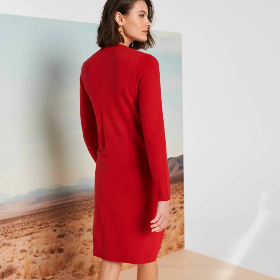 Robe pull boutonnée, manches longues