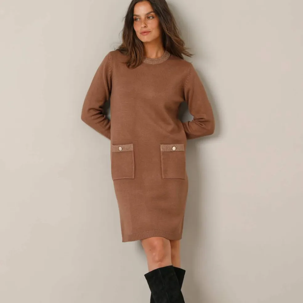 Robe pull détails brillants, 2 poches