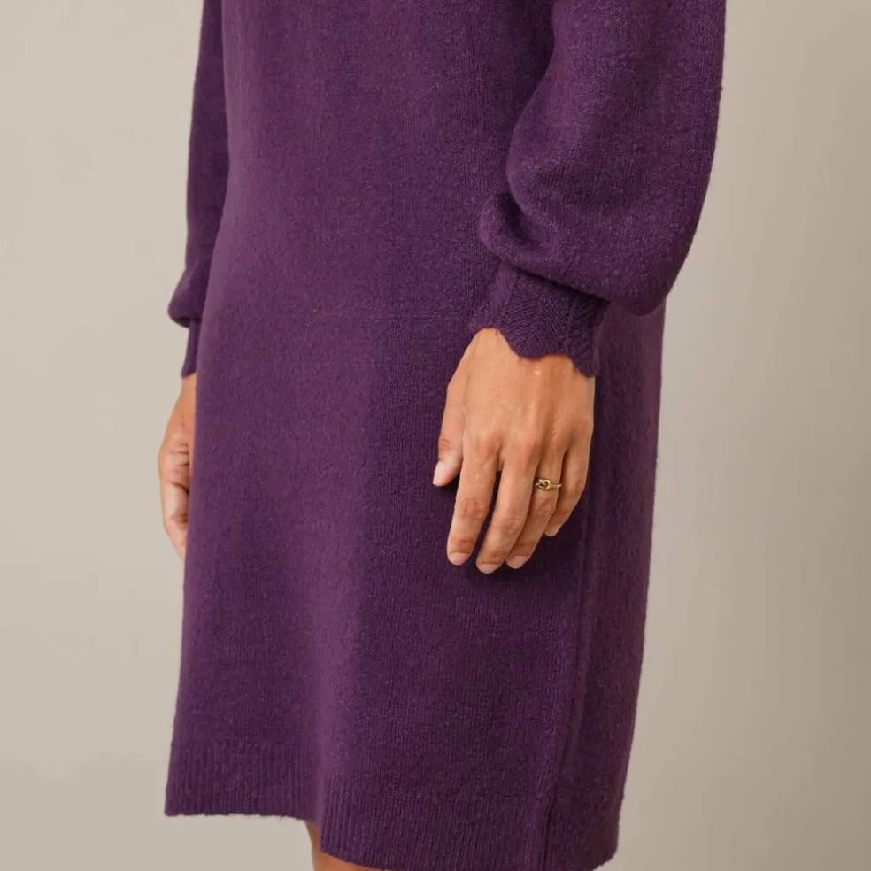 Robe pull finition écailles, maille fantaisie