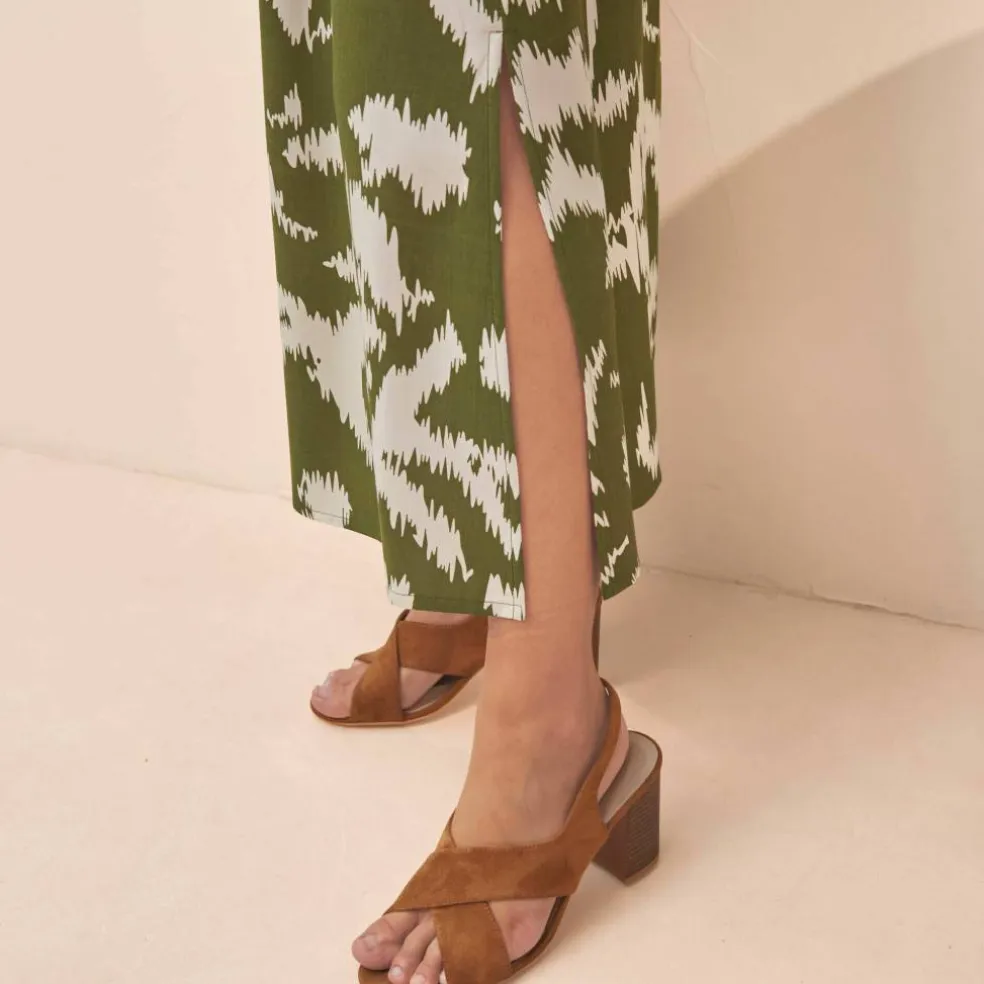 Robe saharienne imprimée, manches courtes