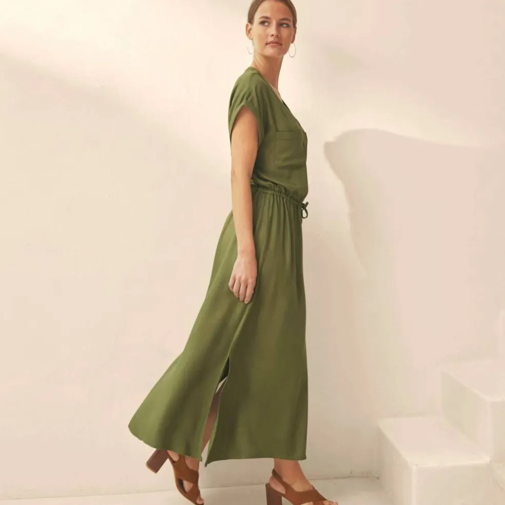 Robe saharienne unie boutonnée
