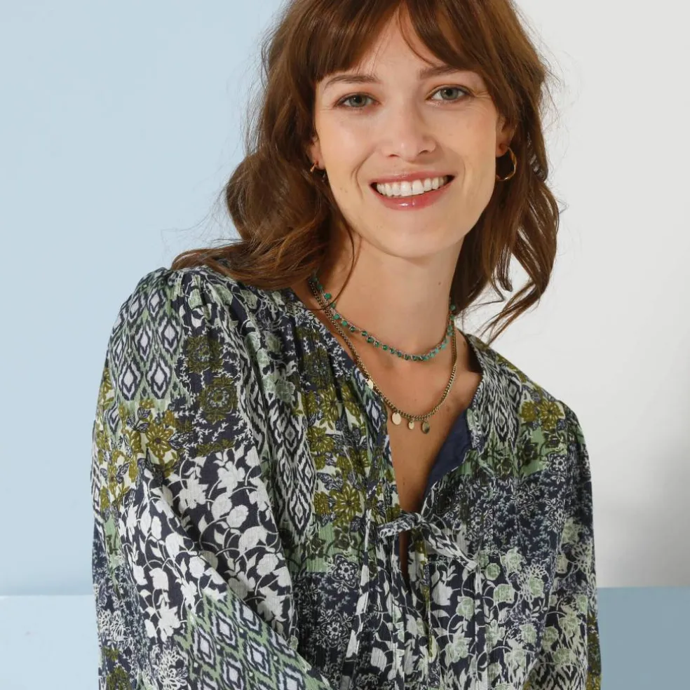 Robe évasée à volant, imprimé