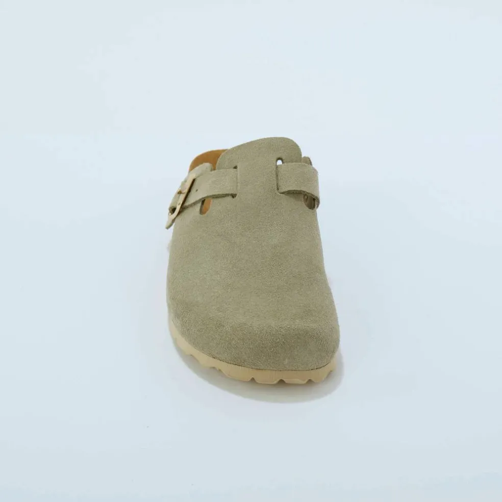 Sabots croûte de cuir avec boucle réglable