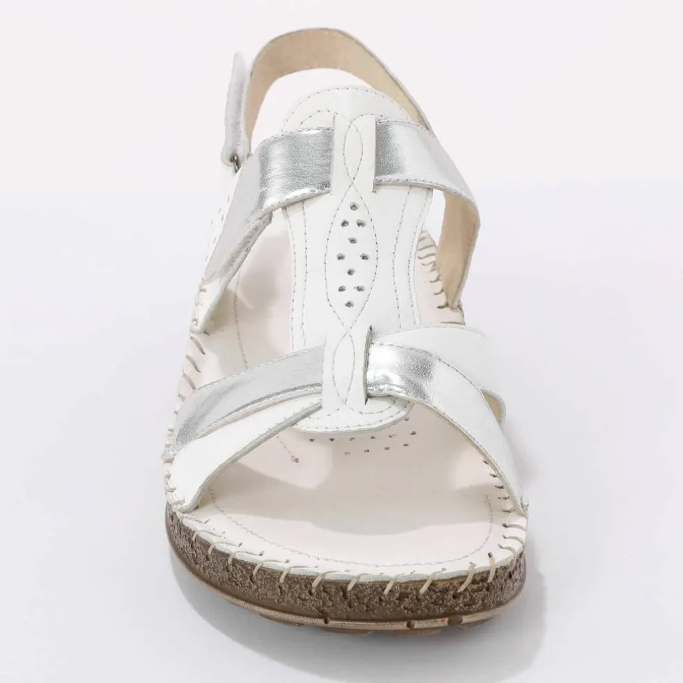 Sandales bicolores en cuir extra souple
