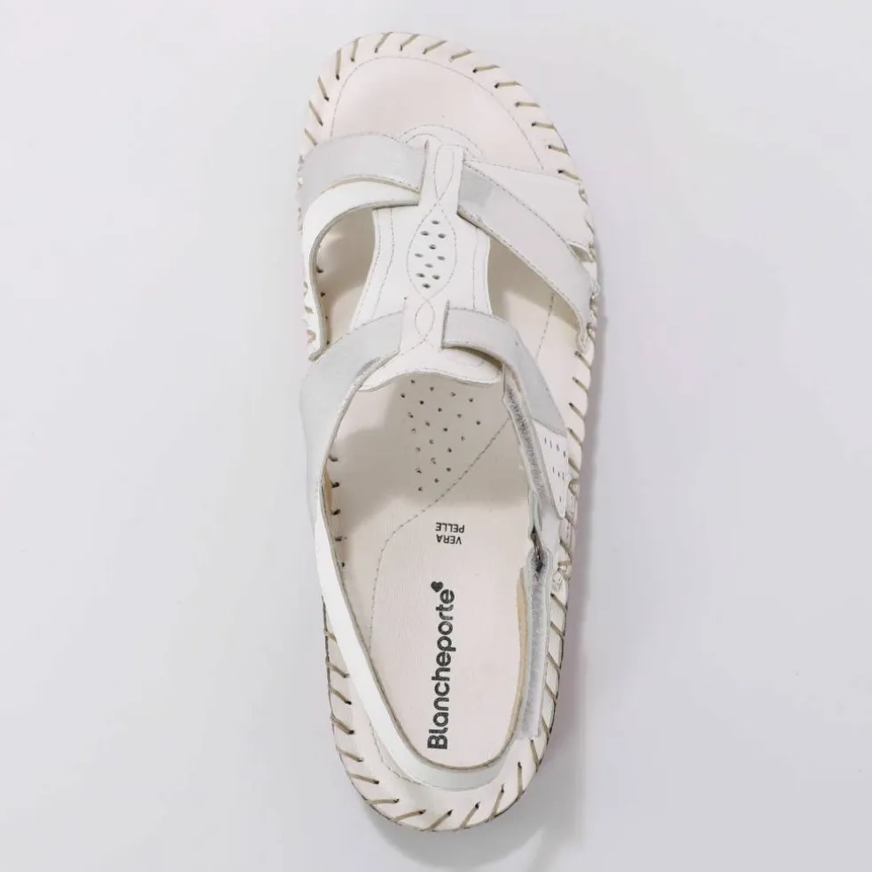 Sandales bicolores en cuir extra souple