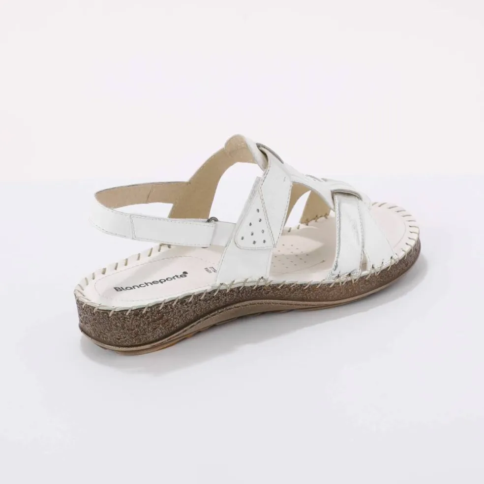 Sandales bicolores en cuir extra souple