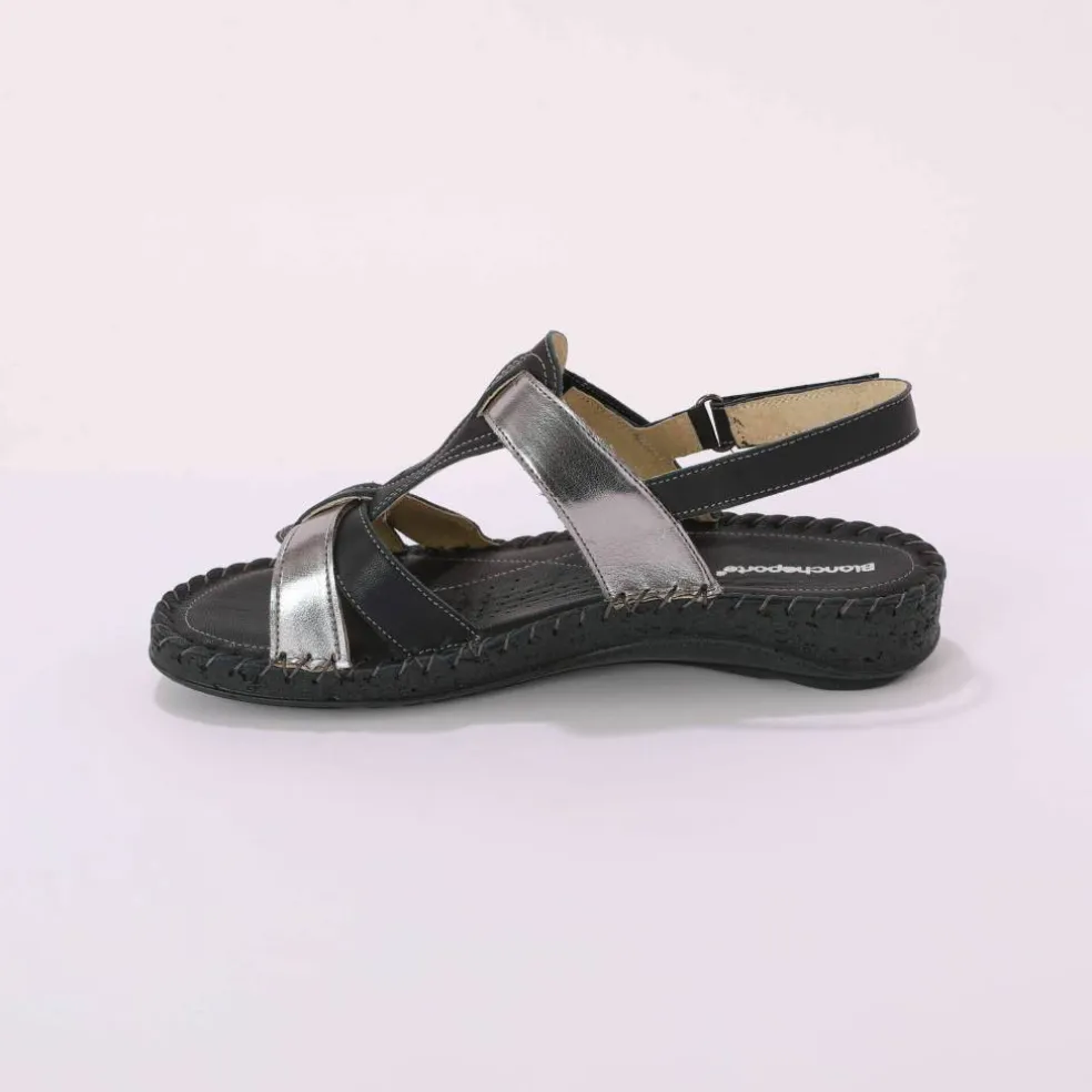 Sandales bicolores en cuir extra souple