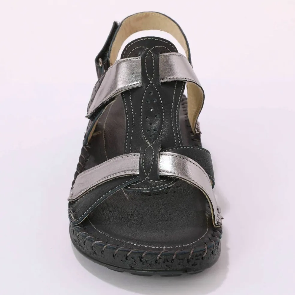 Sandales bicolores en cuir extra souple