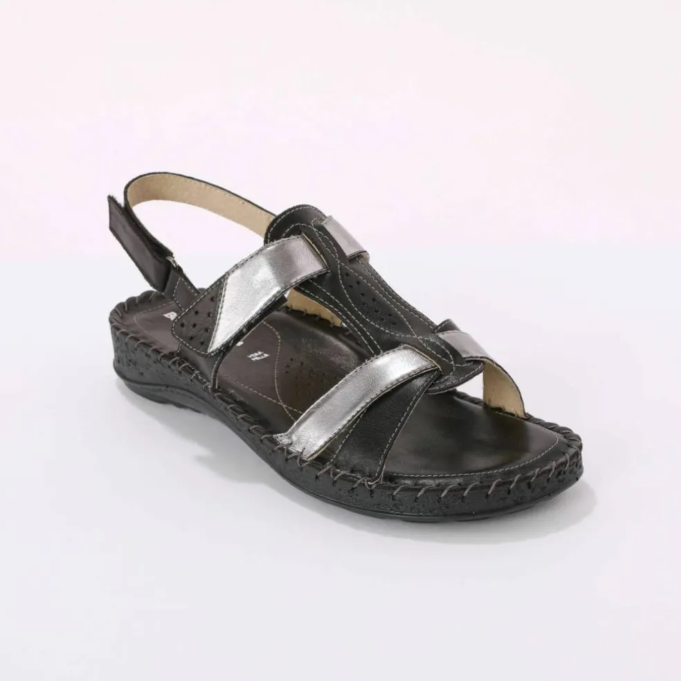 Sandales bicolores en cuir ultra souple