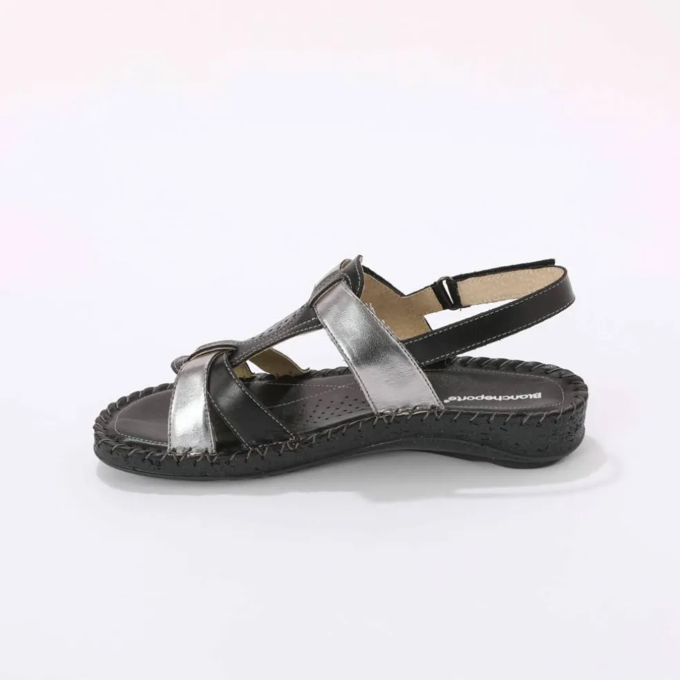 Sandales bicolores en cuir ultra souple