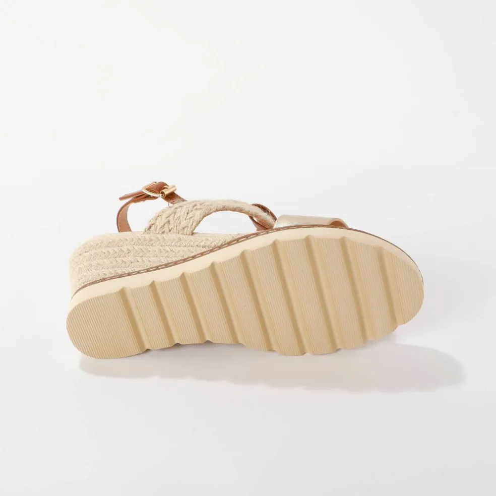 Sandales bi-matière compensées corde