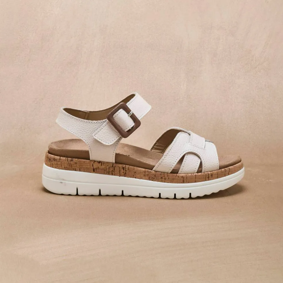 Sandales compensées à brides, largeur confort