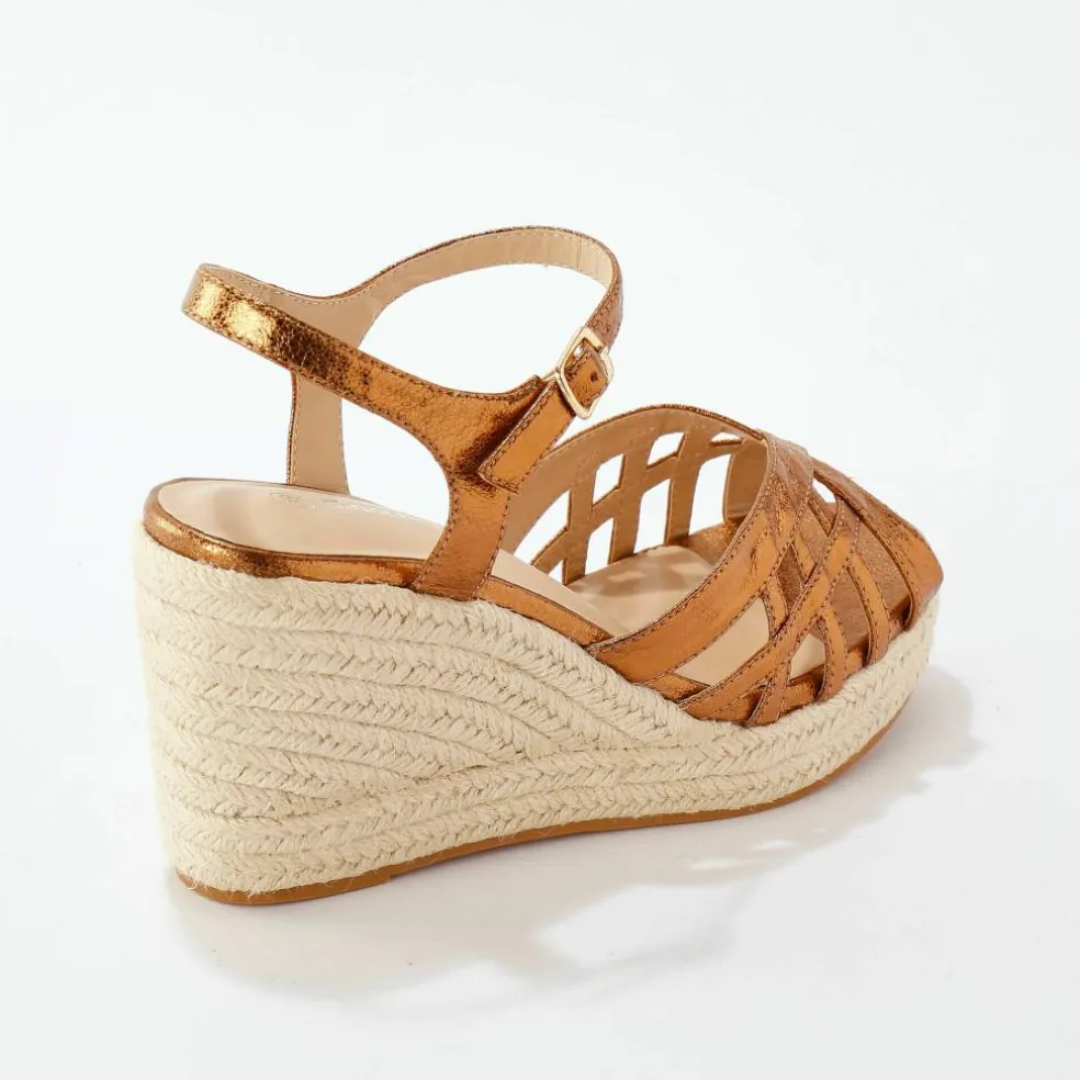 Sandales compensées corde, à brides