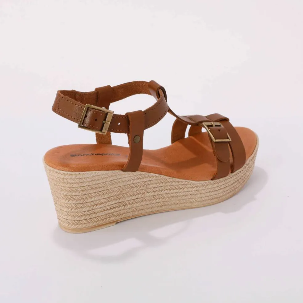 Sandales compensées en cuir