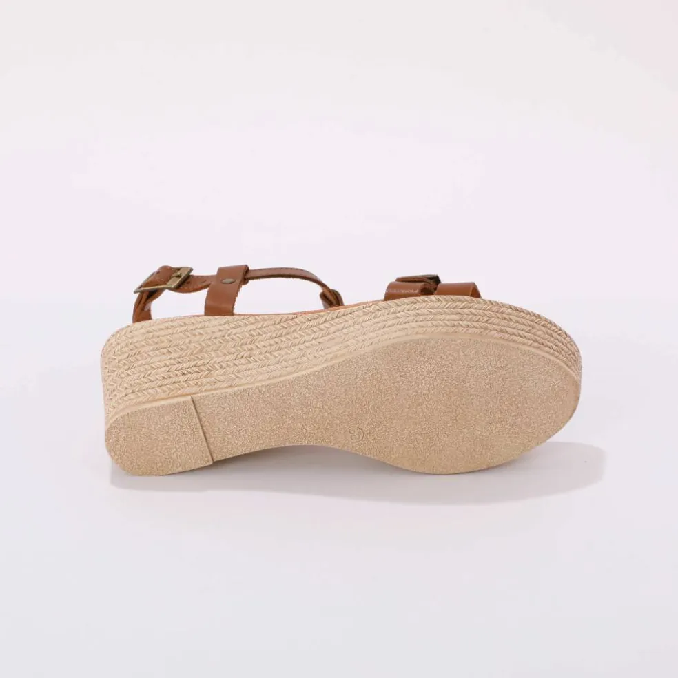 Sandales compensées en cuir