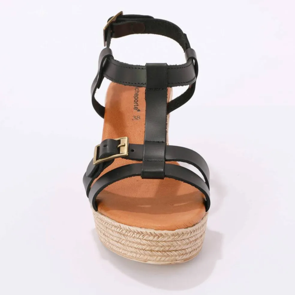 Sandales compensées en cuir