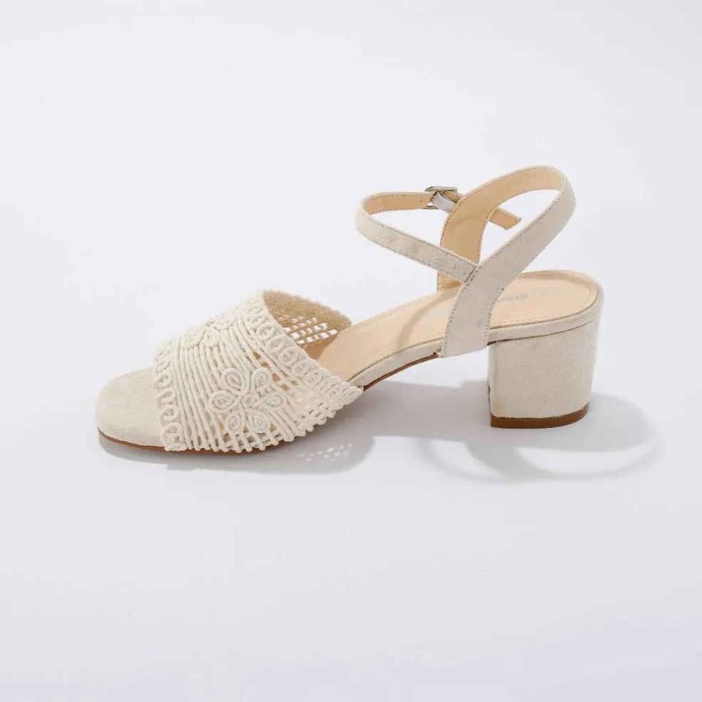 Sandales effet macramé à talon