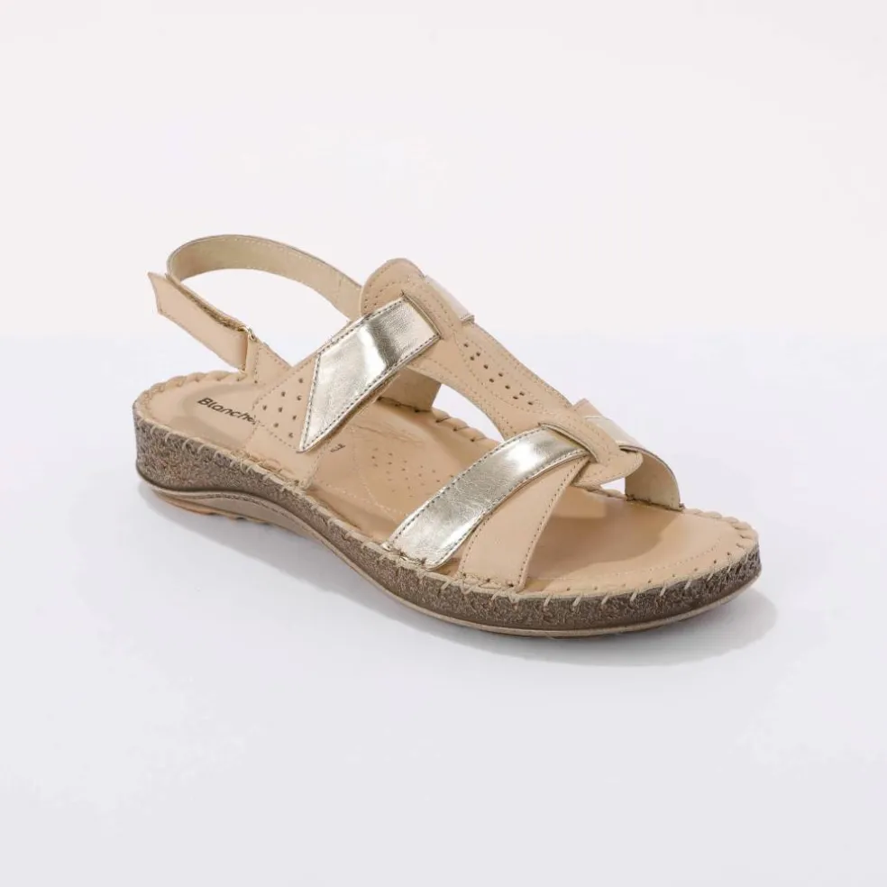 Sandales en cuir extra souple bicolores