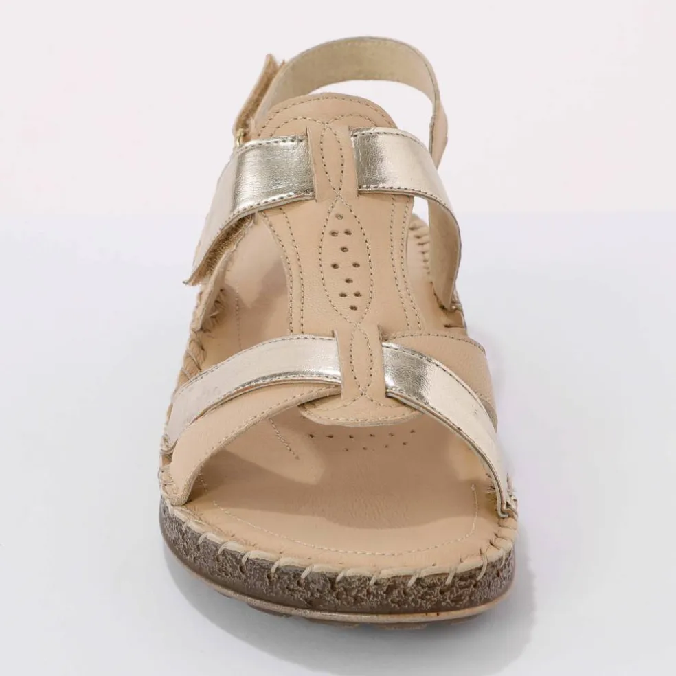 Sandales en cuir extra souple bicolores