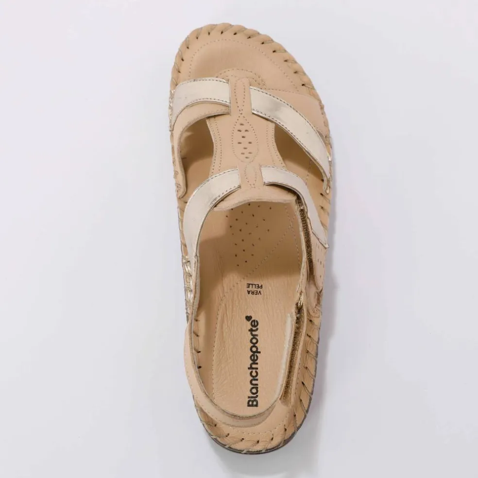 Sandales en cuir extra souple bicolores