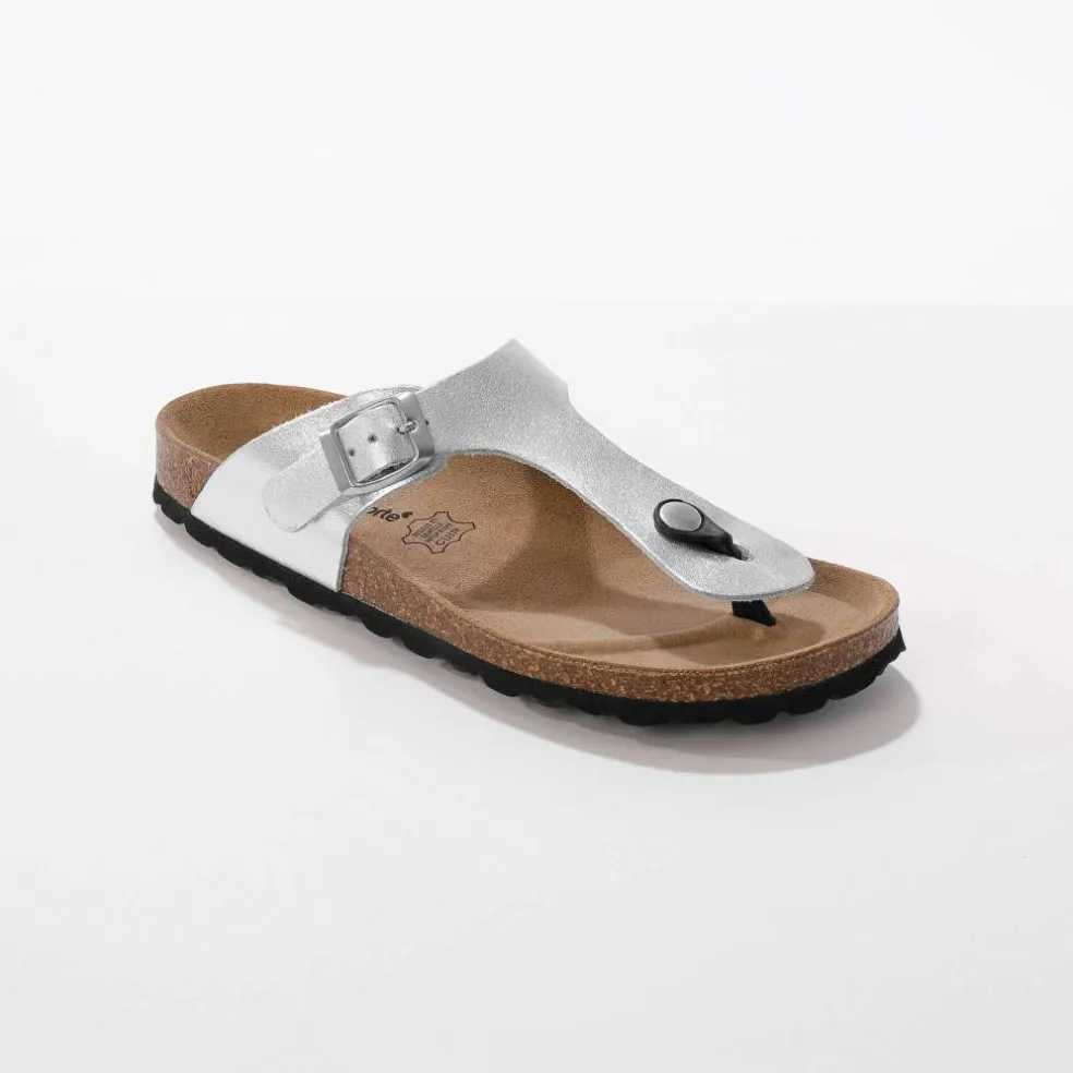 Sandales entredoigts cuir, boucle réglable