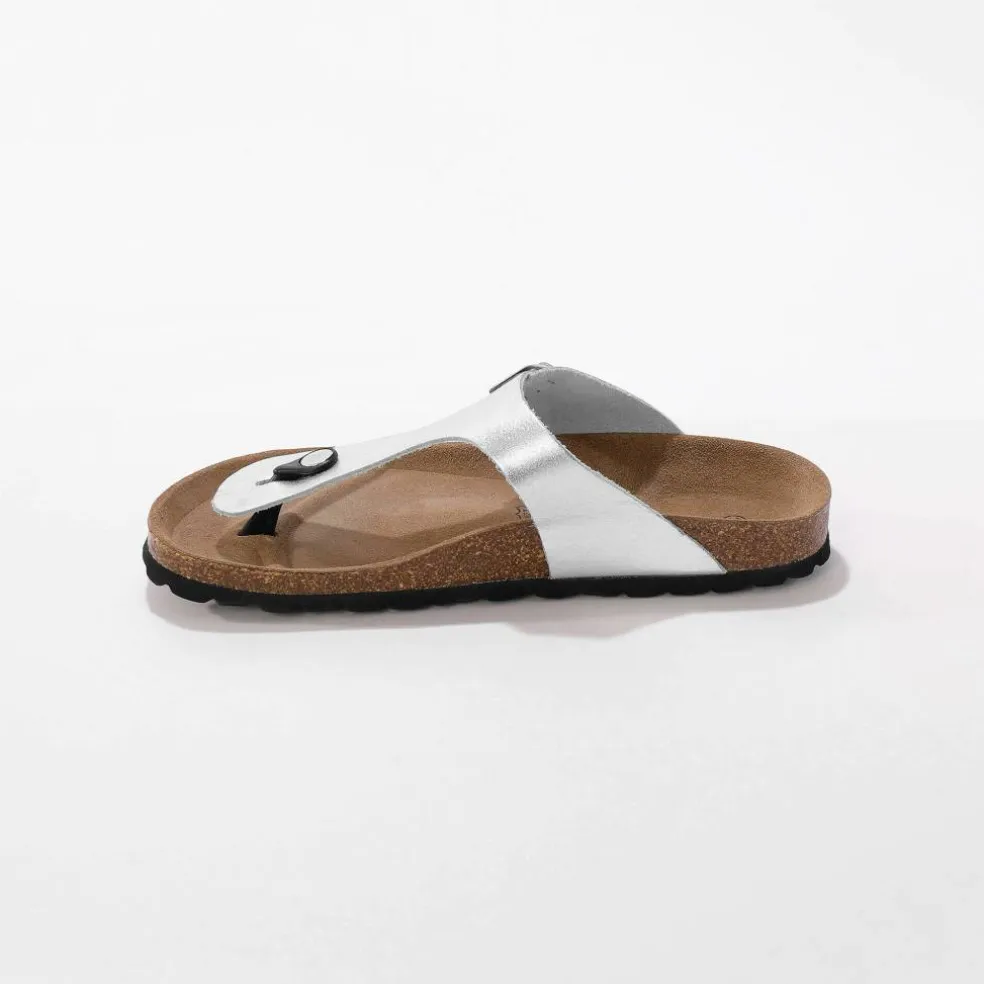 Sandales entredoigts cuir, boucle réglable
