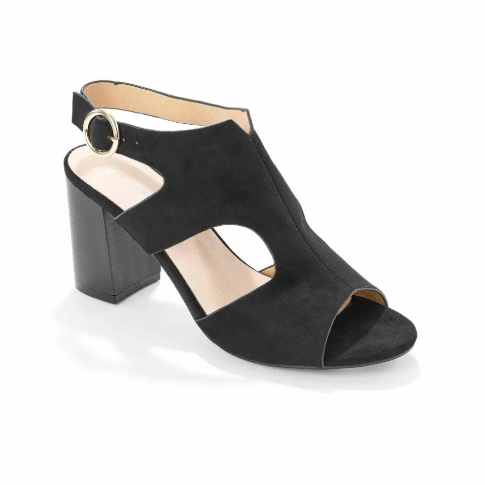 Sandales enveloppantes à talon bois