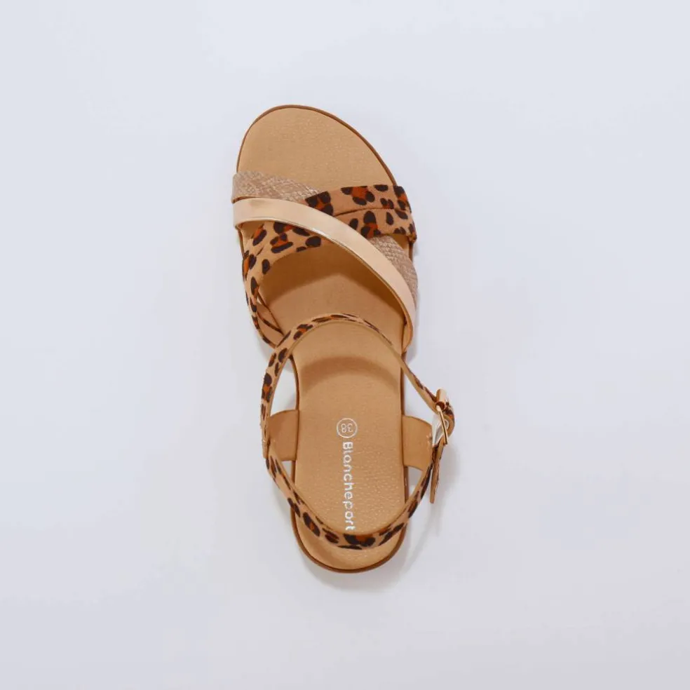 Sandales multibrides motif léopard