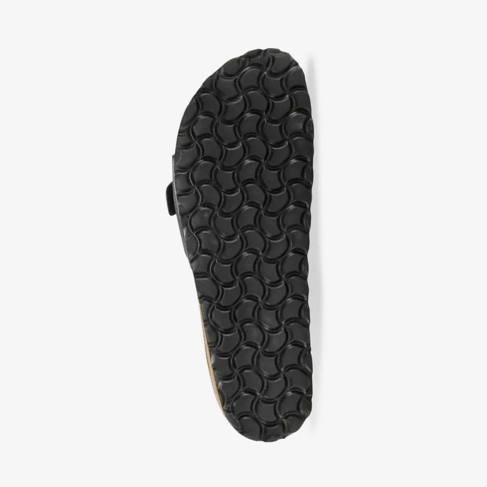 Sandales plates cuir à boucle réglable
