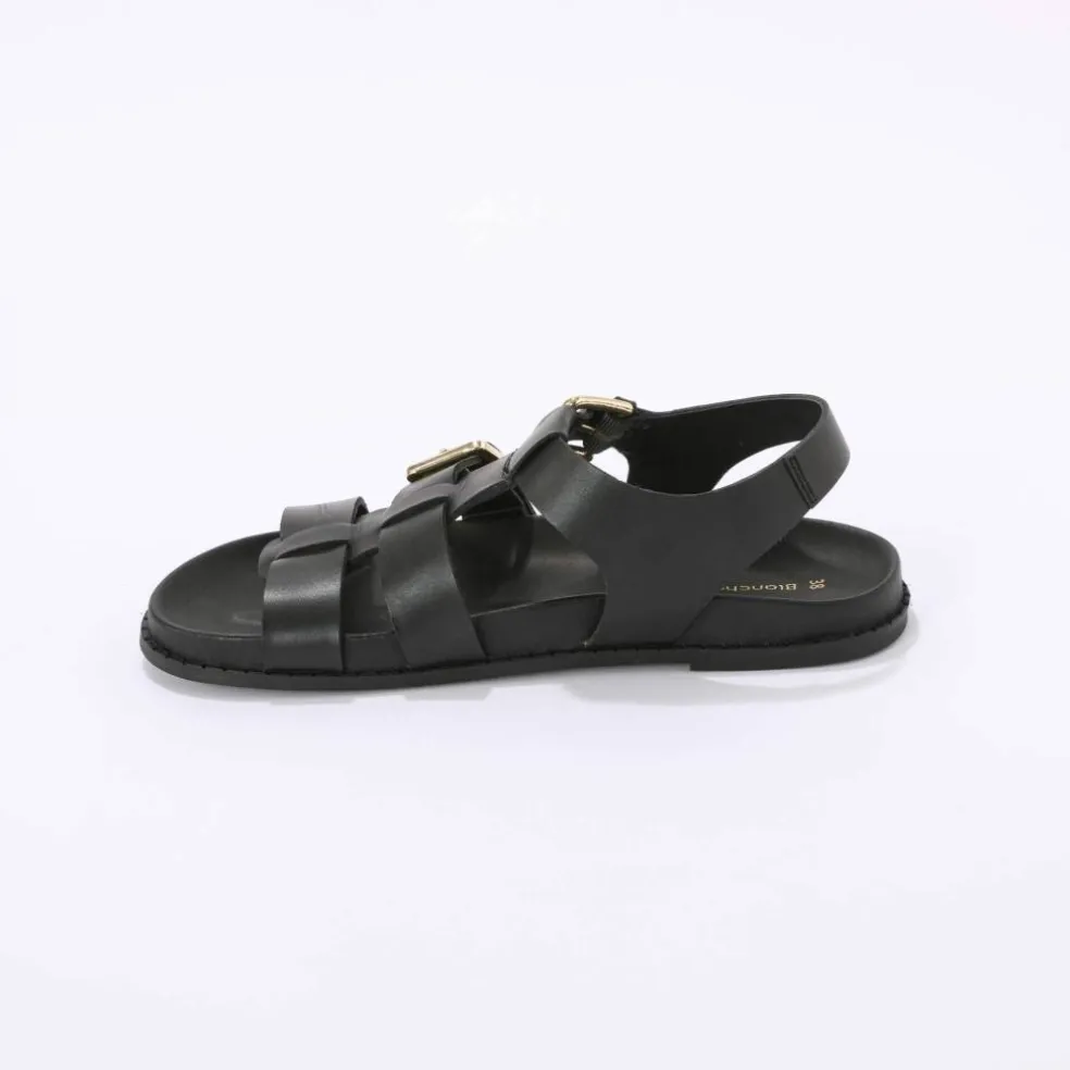 Sandales plates en cuir