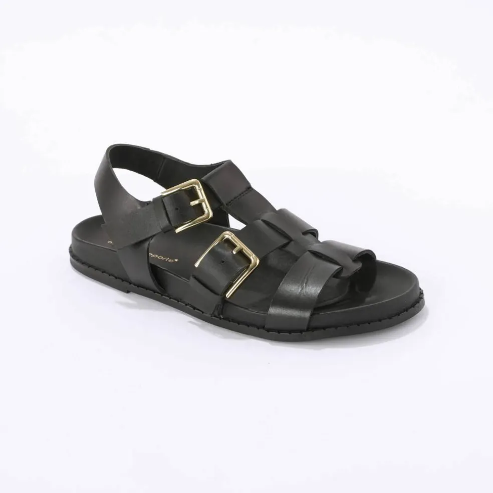 Sandales plates en cuir
