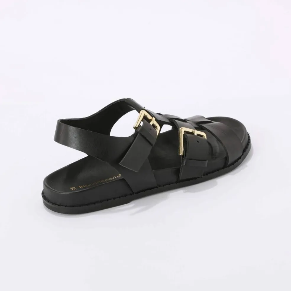 Sandales plates en cuir