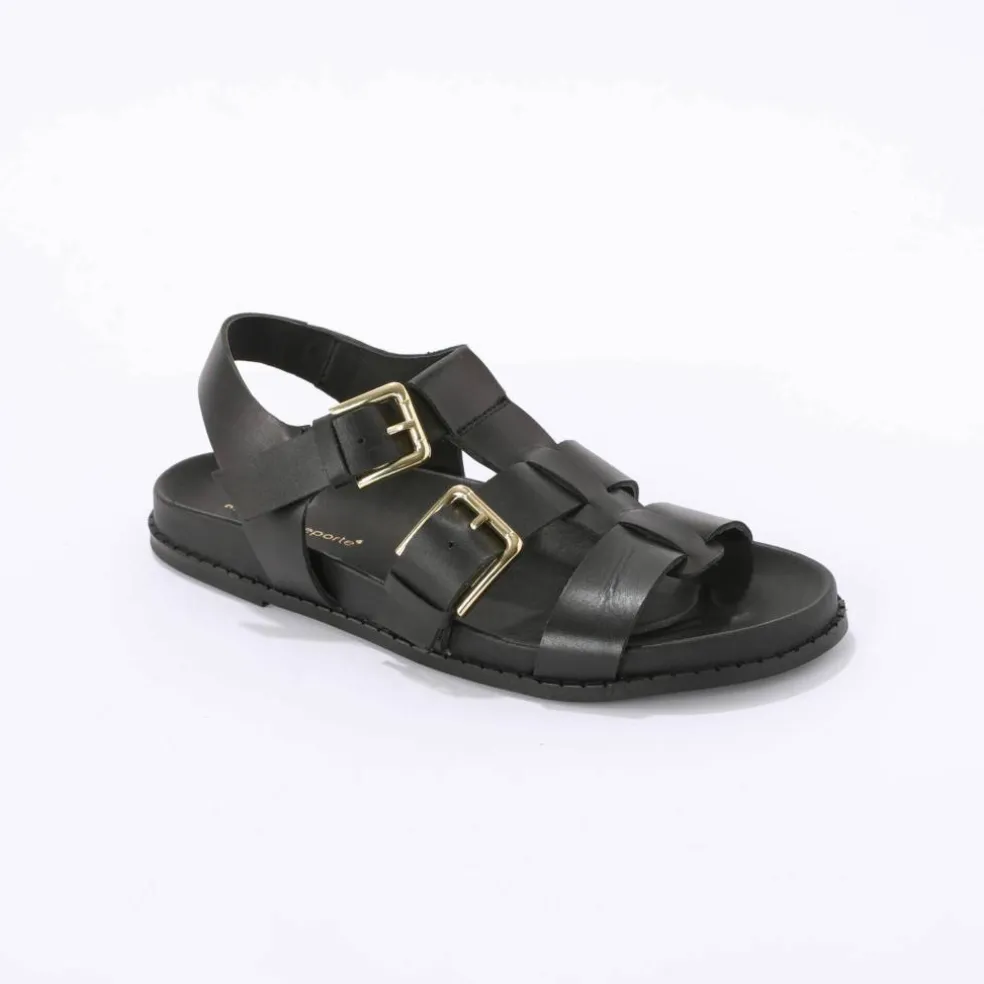 Sandales plates en cuir