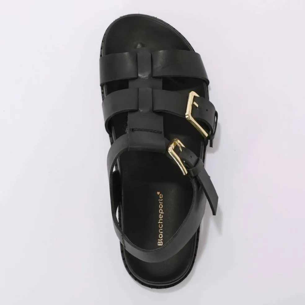 Sandales plates en cuir