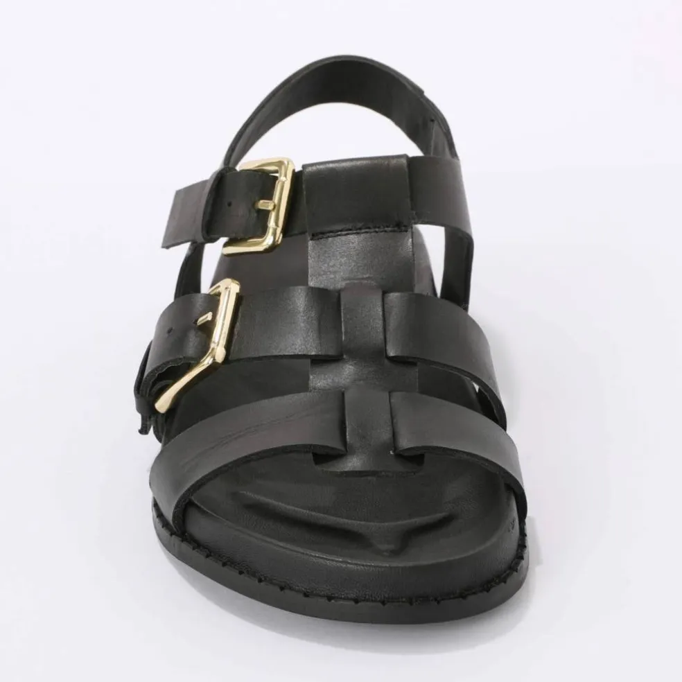 Sandales plates en cuir